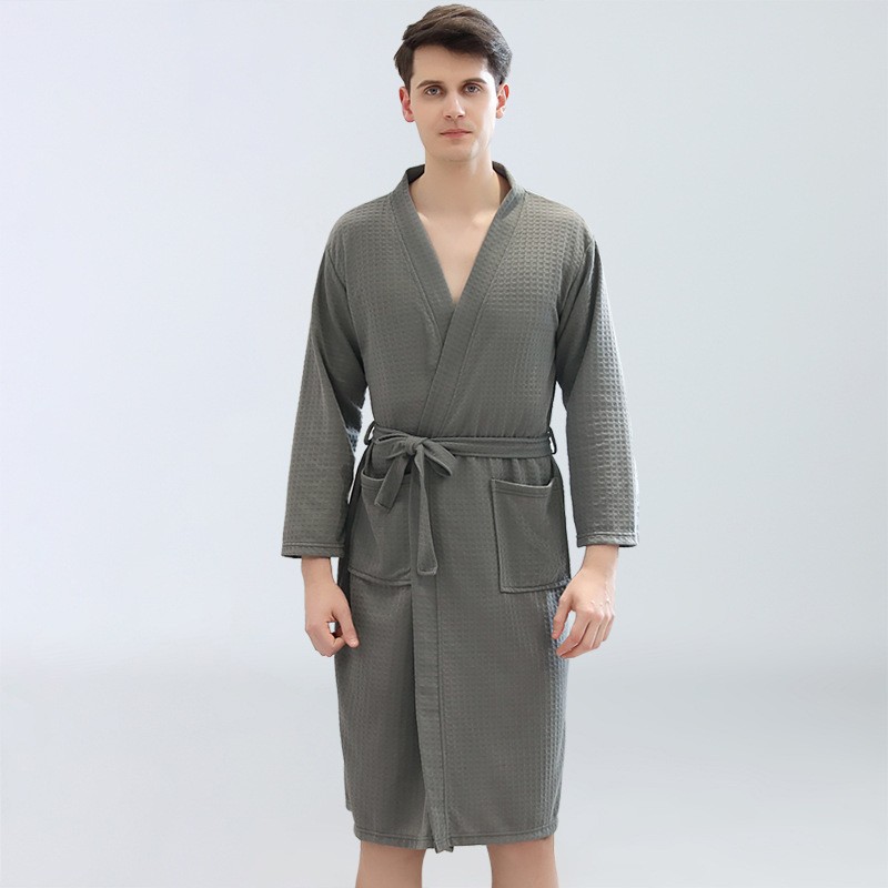 Kimono Yukata Cotton - 남성용 와플 목욕 가운 사우나복 얇은