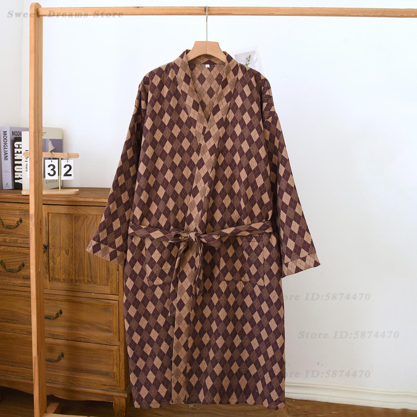 Kimono Yukata Cotton - 코튼 쿠페 로브 잠옷 남성용 자카드