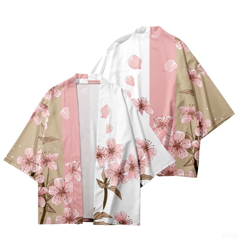 Kimono Yukata Cotton - 여름 여성 꽃 프린트 기모노 남성