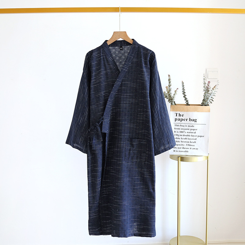 Kimono Yukata Cotton - 남성용 일본 기모노 목욕 가운, 100%