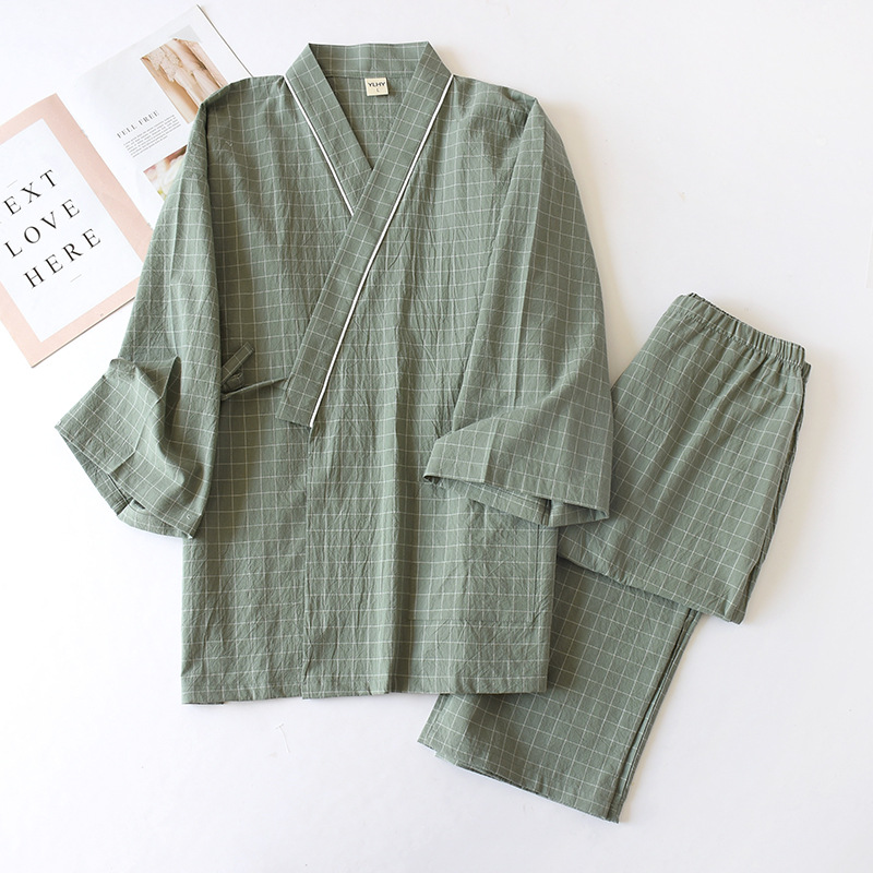 일본식 기모노, 면 거즈, 봄, 가을 남성용 체크무늬  - Kimono Yukata Cotton 리뷰 및 가격