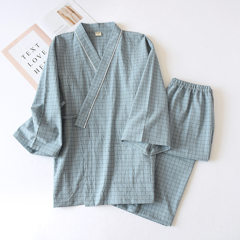 일본식 기모노, 면 거즈, 봄, 가을 남성용 체크무늬  - Kimono Yukata Cotton 리뷰 및 가격